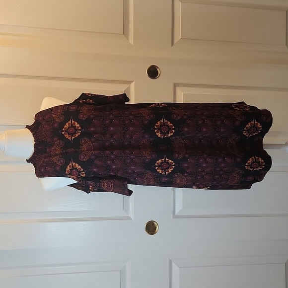 Signature Collection Boho Marrakesh Print Mock Neck Cold Shoulder Dress Size S - Picture 3 of 15